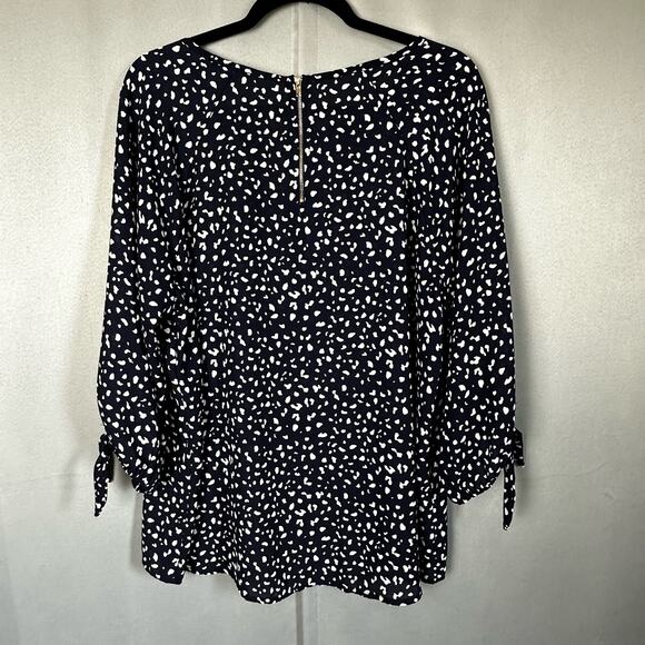 Womens PaperMoon StitchFix Navy Blue White Dot 3/4 Sleeve Flowy Tunic Blouse XXL - Picture 2 of 7